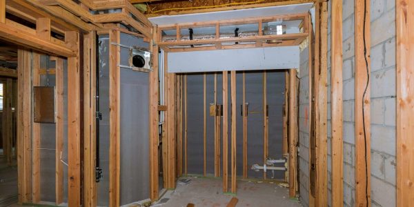 Basement Wall Framing For Home Under Construction Installation O